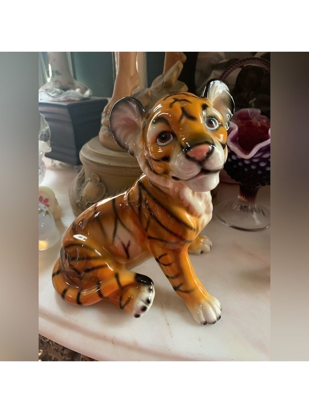 Vintage Ceramic Sitting Tiger Cub